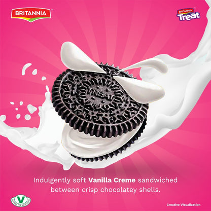 Britannia Treat Vanilla Cream Biscuits | Family Pack 480gm (40g*12) | Delicious Family Snack