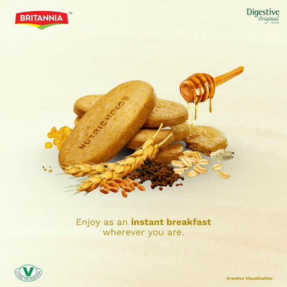 Britannia NutriChoice 5 Grain Biscuits Healthy Multigrain Snack High Fiber & Wholesome Ingredients Perfect Tea-Time or On-the-Go Treat 8.82oz (250g) (Pack of 1)