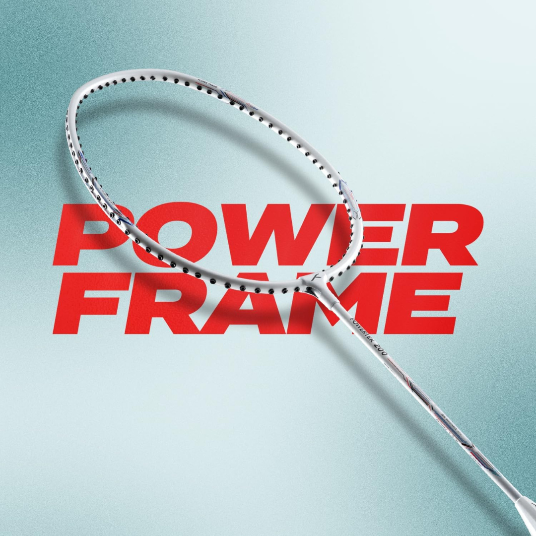 HUNDRED Powertech 200 PRO Badminton Racquet with Head Cover (Black,White,Navy Size: Standard, Grip Size:G5) | Strung | Material: Aluminium | For Intermediate Players | Weight: 95 grams | Maximum String Tension - 18-20lbs