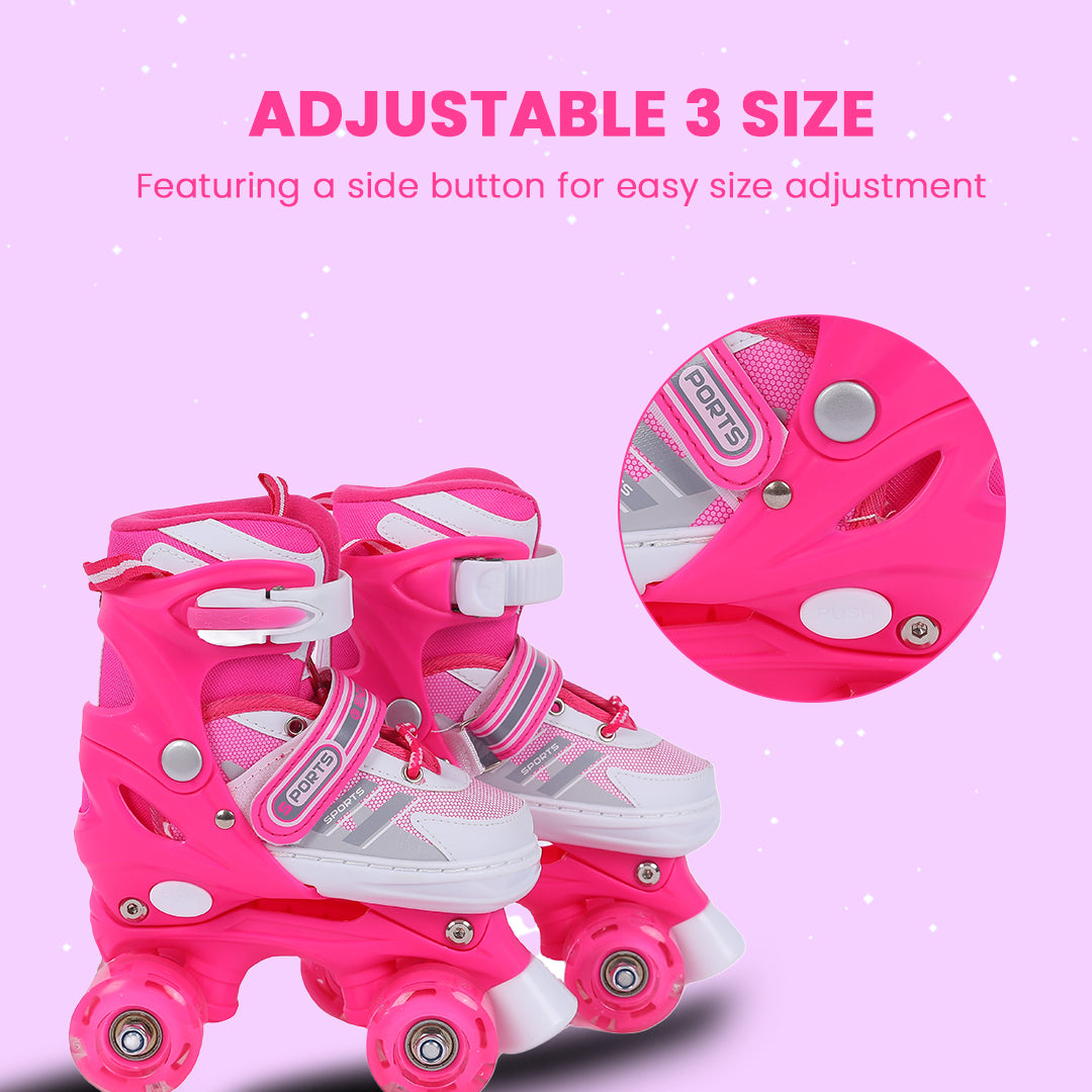 Endless EL1029 Adjustable Roller Skates for 3 to 6 Years | Strong Chassis and 70 mm PU Four Flashing Wheels | ABEC 7 Bearings | Indoor and Outdoor