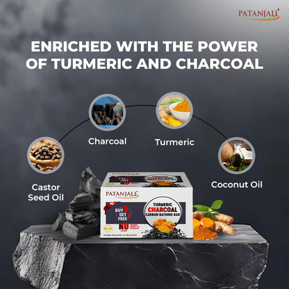 Patanjali Turmeric Charcoal Body Cleanser Bar 125g | Detoxifying Herbal Soap with Activated Charcoal & Turmeric | Deep Cleansing for Oily, Acne‑Prone & Dull Skin