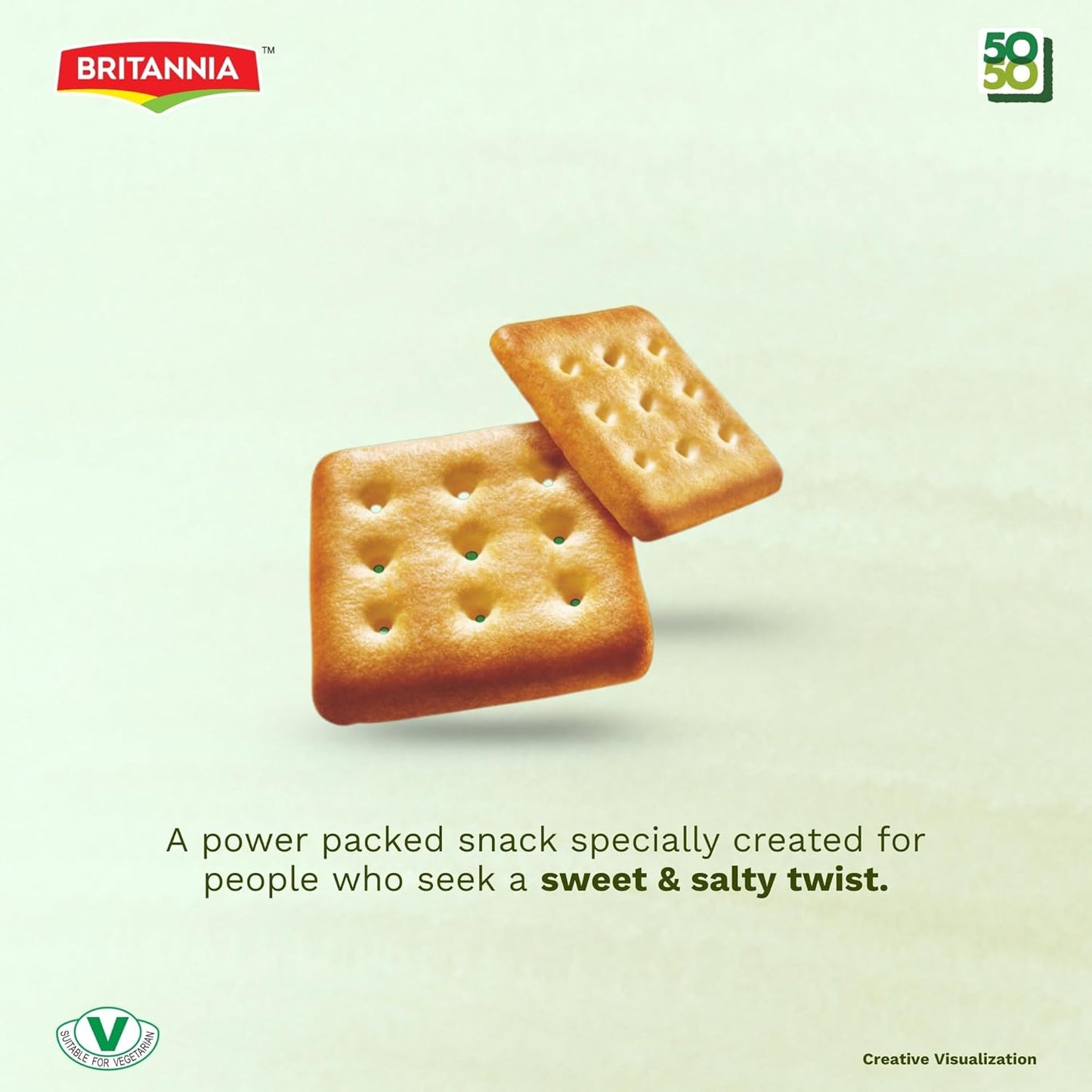 Britannia 50-50 Maska Chaska Biscuits Family Pack Buttery Masala Flavor Light & Crispy Tea-Time Snack 21.2oz (600g) Pack of 2