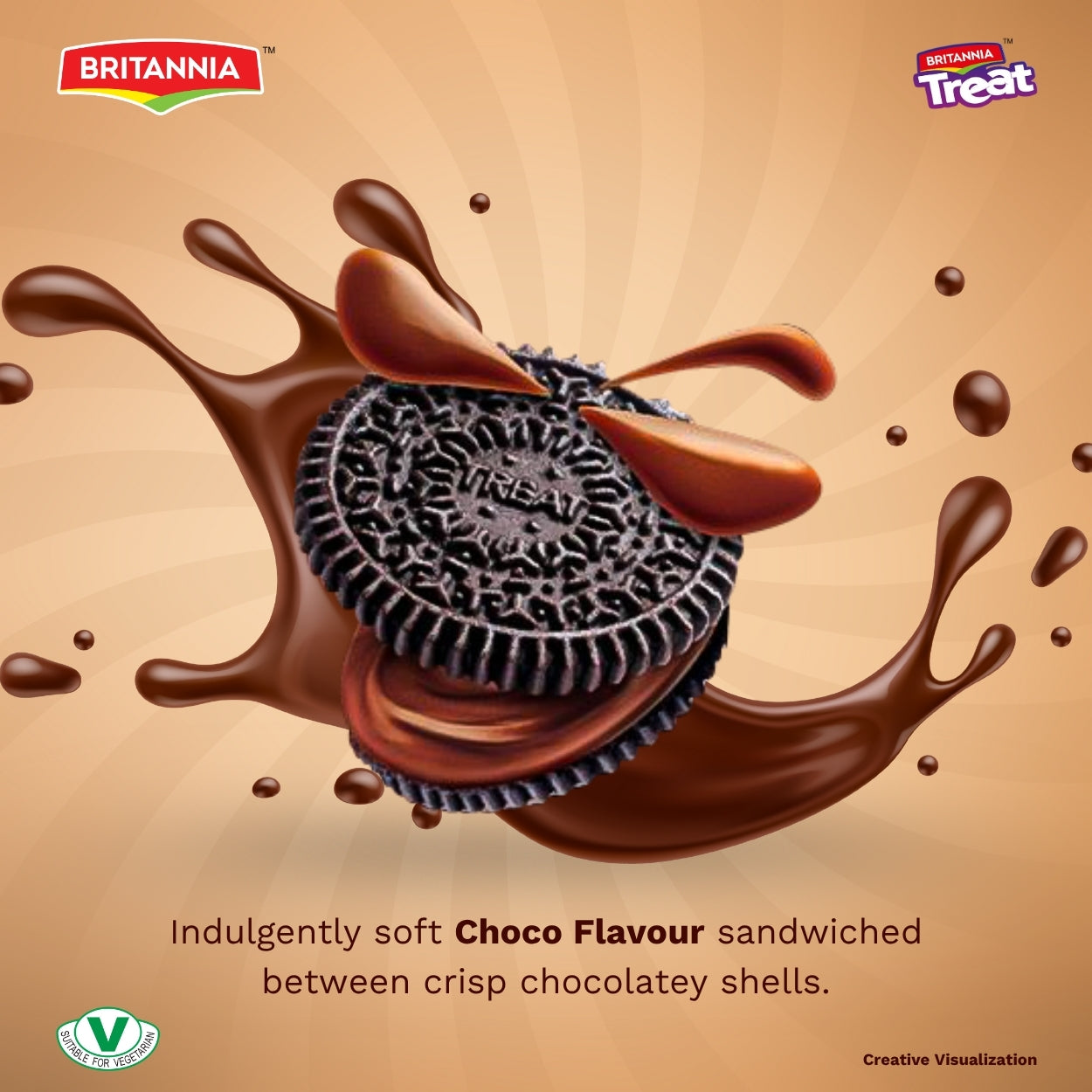 Britannia Treat Funky Choco Cream Biscuits | Pack -480GM(40g*12) | Chocolate Cream Filled Cookies Tasty Snack for Kids & Adults | Total 96 Pieces