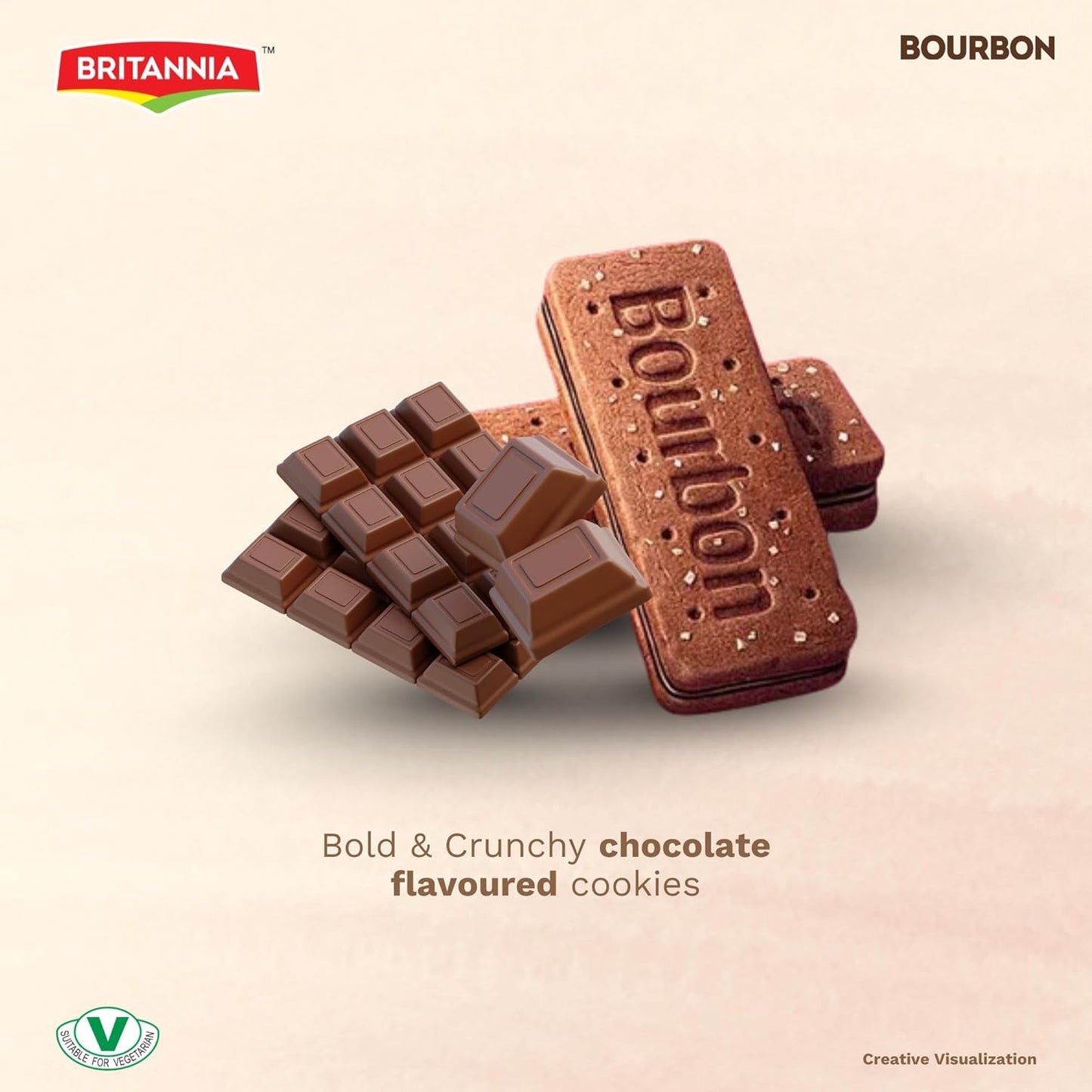 Britannia The Original Bourbon Chocolate Creme Biscuits Family Pack, Classic Chocolate Sandwich Cookies, 800g (28.22 oz / 1.76 lb), 8 Packs Inside