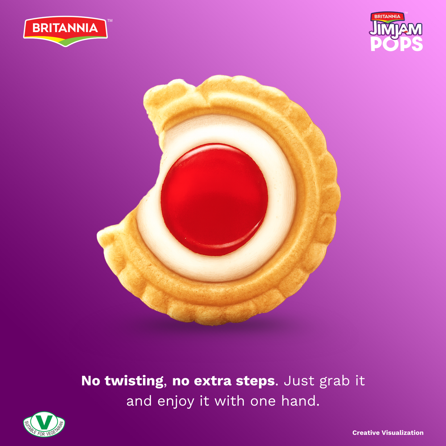 Britannia Treat Jimjam Pops Cream-Filled Cookies with Fruity Jam Center | Pack- 420GM(6*70gm) | Fun Snack for Kids & Adults