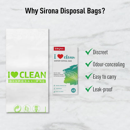 Sirona Personal Disposal Bags | Leak-Proof, Odor-Sealing & Oxo-Biodegradable Hygiene Disposal Bags | Discreet Bags for Sanitary Pads, Tampons, Panty Liners, Condoms & Personal Waste