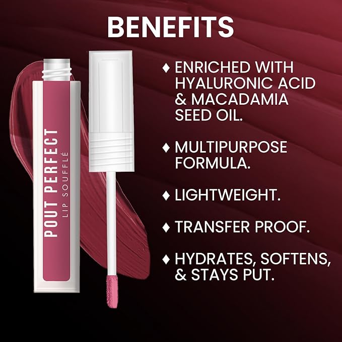 Jaquline USA Long lasting Liquid Lipstick |Mousse for Lips, Cheeks & Eyes|Matte Finish & Smooth Texture | Non-drying, Highly Blendable Formula | Transfer Proof & Enriched with Hyaluronic Acid & Macadamia Oil |Frosted Petal - 6ml