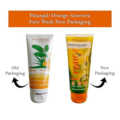Patanjali Face Wash - Orange And Aloevera, 60g / 2.02 fl oz - (Pack of 3)