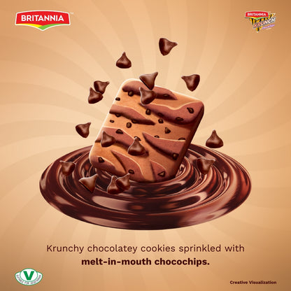 Britannia Krunch Chocochips Biscuits | Family Pack - 512 GM | Kids’ Favorite Snack Breakfast & Tea Time Treat