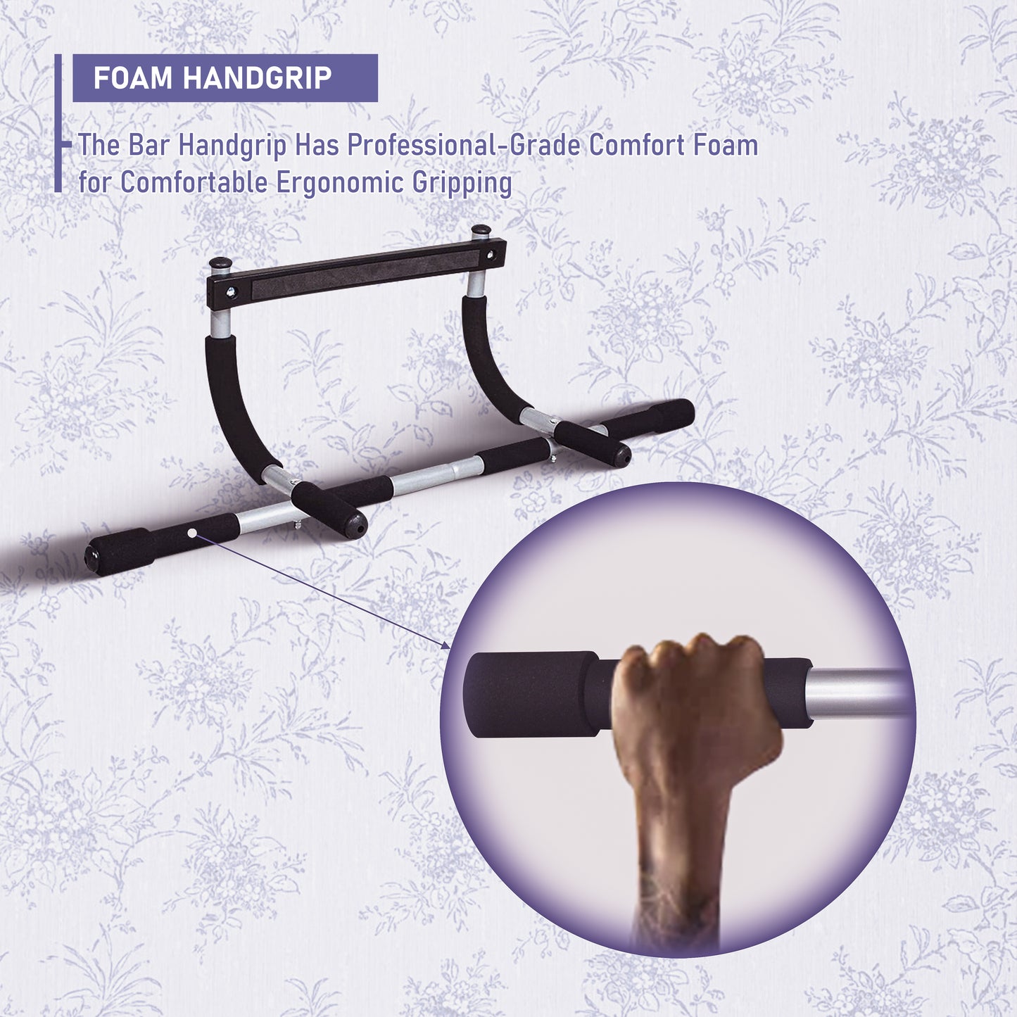 Endless EL1037 Stainless Steel Curved Pull Up Bar for Home Wall | Material : Stainless Steel | For Strengthening Exercises at Home or Gym with Anti-Skid Cushion Grip | For Adult, Men and Women