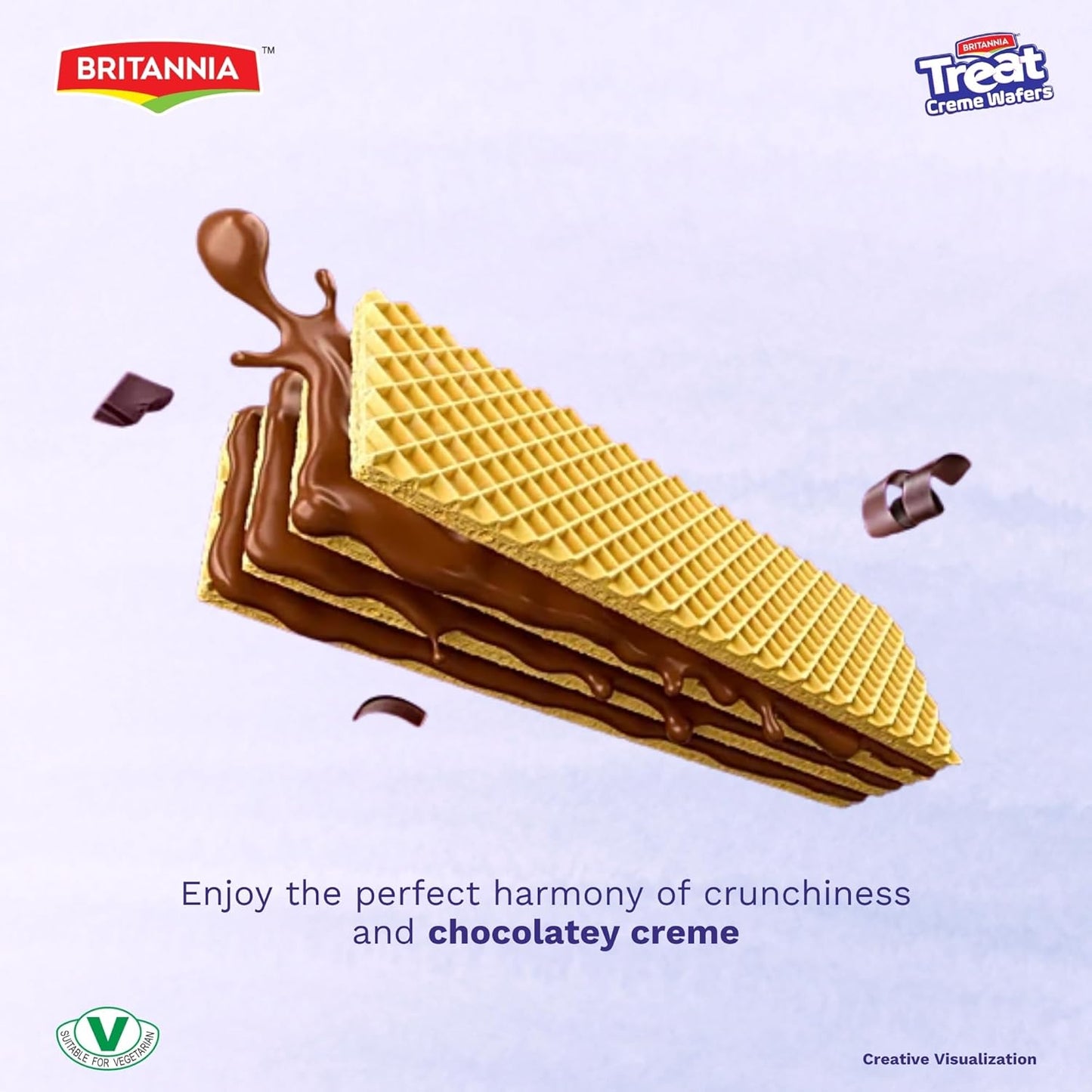 Britannia Treat Wafer Chocolate Flavor Crispy Layered Wafers with Rich Chocolate Cream Filling Indulgent Sweet Snack, Dessert- 150g (5.29 oz)