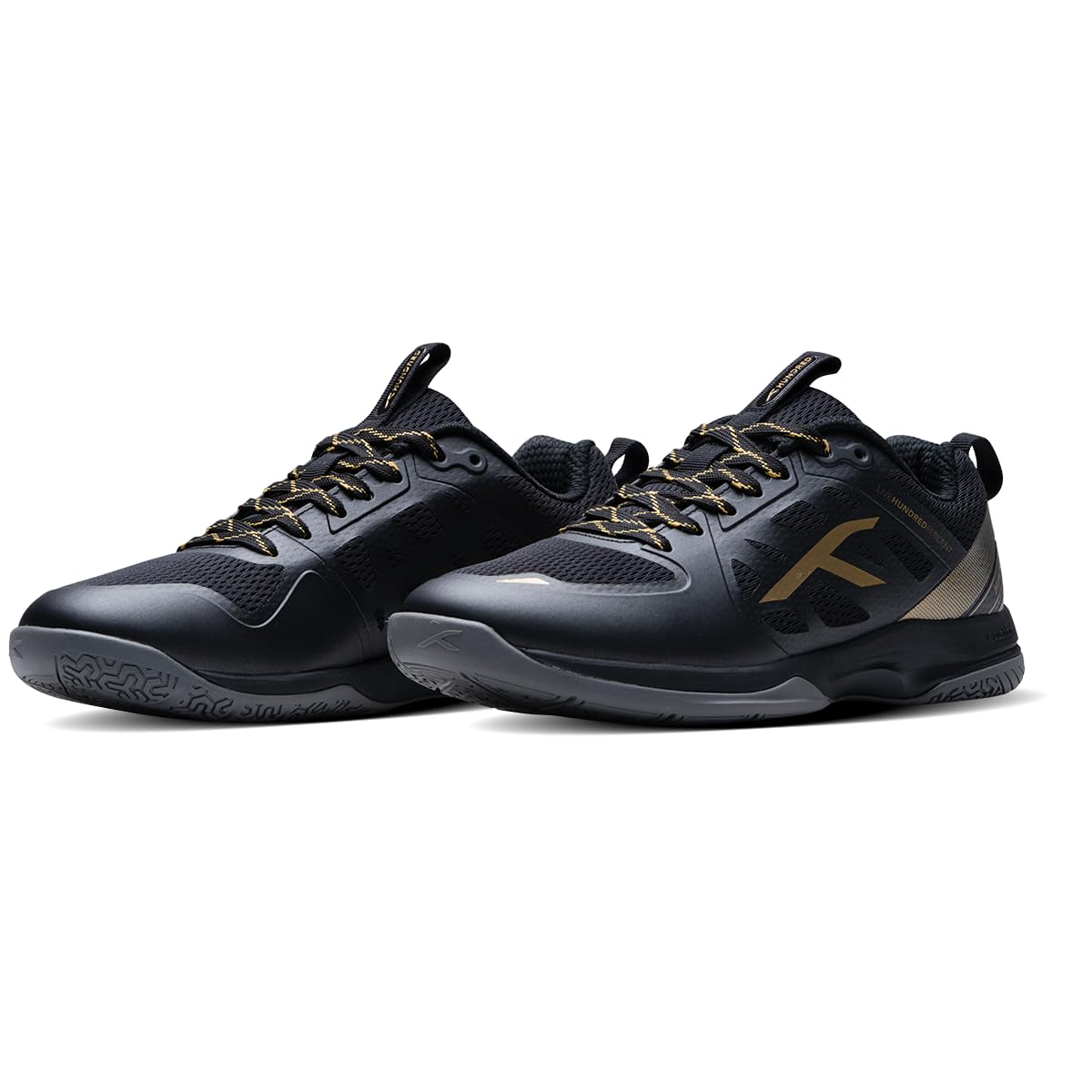 Hundred Velocity Z PBX Unisex Non-Marking Pickleball Shoes | Lightweight Comfort and Cushioned Grip for Indoor & Outdoor Court Play (Black/Gold)