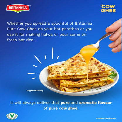 Britannia Pure Ghee Traditional Clarified Butter Rich Aroma & Flavor Ideal for Cooking, Baking & Frying 32oz (907g) Pack of 1
