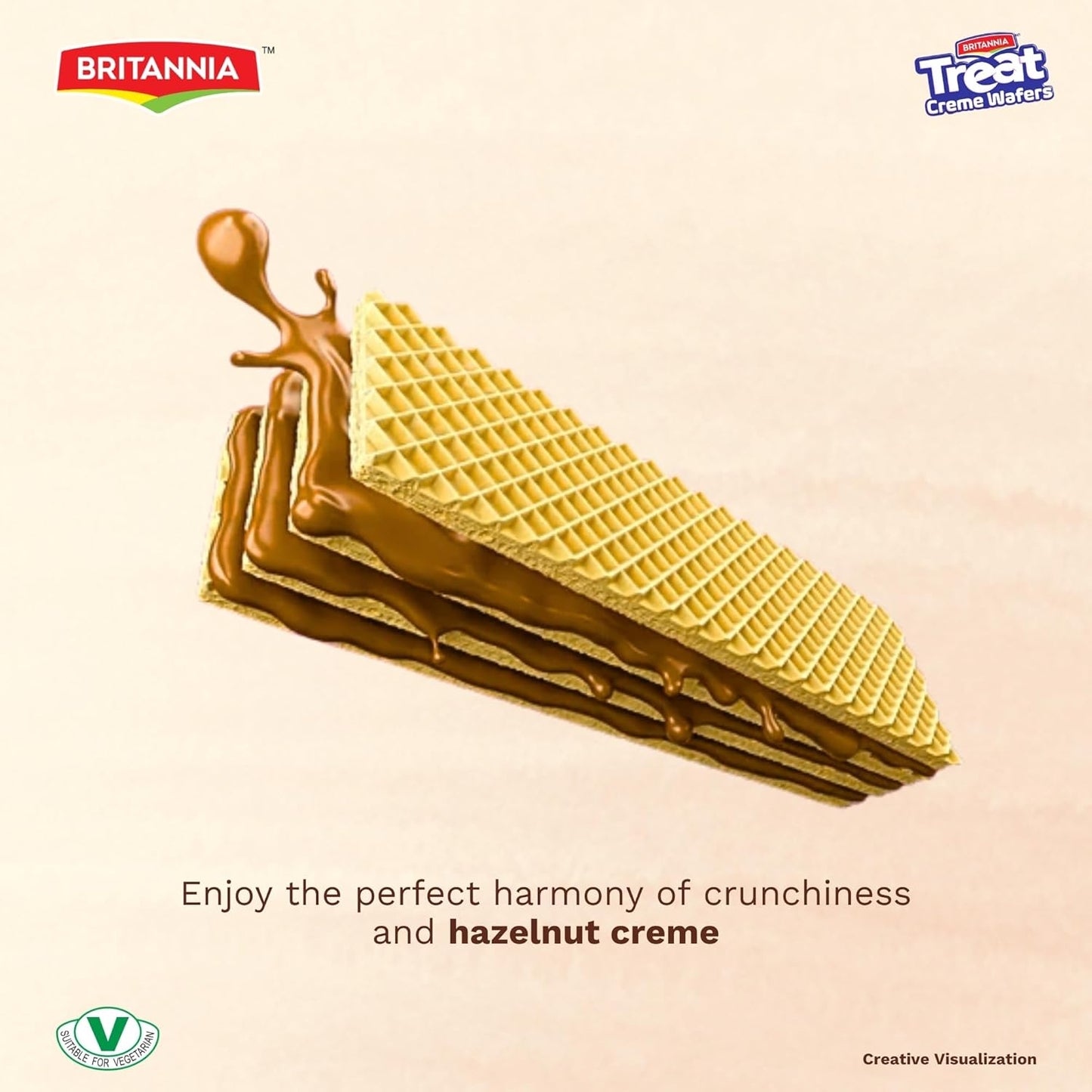 Britannia Treat Wafer Chocolate Flavor Crispy Layered Wafers with Rich Chocolate Cream Filling Indulgent Sweet Snack, Dessert- 150g (5.29 oz)
