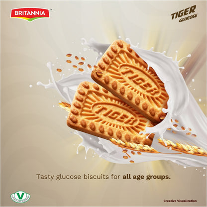 Britannia Tiger Glucose Biscuits 600Gm | Nutritious & Delicious Cookies Perfect Kids' Breakfast & Tea Time