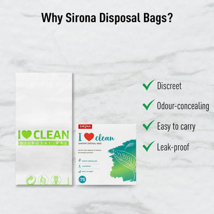 Sirona Personal Disposal Bags | Leak-Proof, Odor-Sealing & Oxo-Biodegradable Hygiene Disposal Bags | Discreet Bags for Sanitary Pads, Tampons, Panty Liners, Condoms & Personal Waste