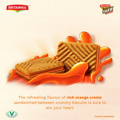 Britannia Tiger Kreemz Orange Cream Biscuits | Family Pack  300 gm (75*4) | Perfect Snack For Every Occasion