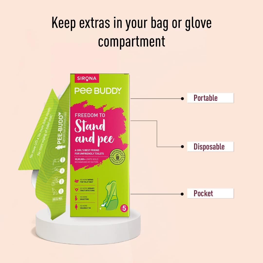 Sirona PeeBuddy Portable Female Urination Device | Disposable Female Urinal Funnel | Foldable, Waterproof & Hygienic | Ideal for Travel, Camping, Hiking, Road Trips & Public Restrooms