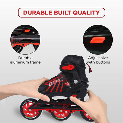 Endless EL1031 Inline Adjustable Skates for 3 to 6 Years | Aluminium Chassis and 100 mm PU Three Wheels | With ABEC 9 Bearings | Indoor and Outdoor