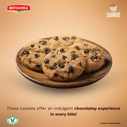 Britannia Good Day Chunkies Cookies Loaded with Choco Chips Crunchy | Pack- 75 GM