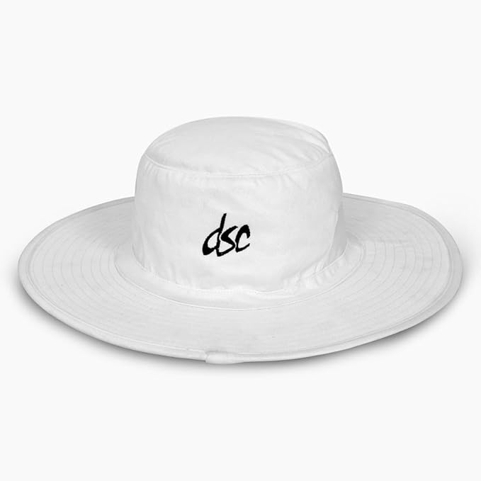 DSC Panama Flite Round Cricket Hat | Color: White | Material: Cotton | Umpire Hat for Mens & Women | Extra Wide Brim | Maximum Sunlight Protection | Stylish and Lightweight