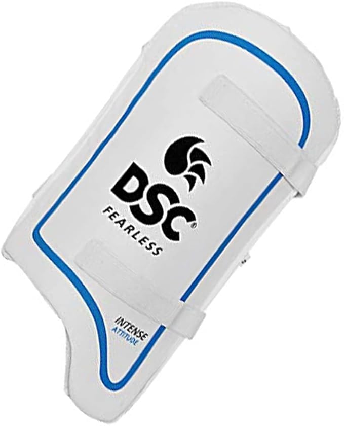 DSC Intense Attitude Cricket Thigh Pad | Color: Multicolor | RH | Material: Leather | Low Density Foam Inside | with Elasticated Straps | Fully Adjustable Components