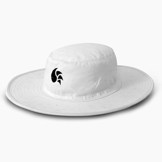 DSC Panama Flite Round Cricket Hat | Color: White | Material: Cotton | Umpire Hat for Mens & Women | Extra Wide Brim | Maximum Sunlight Protection | Stylish and Lightweight