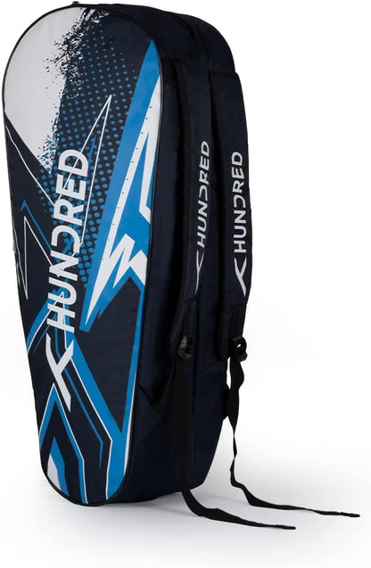 HUNDRED Zest Badminton and Tennis Racquet Kit Bag | Material: Polyester | Multiple Compartment with Side Pouch | Easy-Carry Handle | Padded Back Straps | Front Zipper Pocket