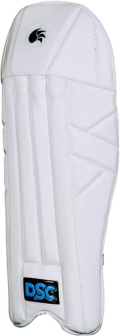 DSC Intense Shoc Cricket Wicket Keeping Legguard | Color: White | Material: PVC | for Men & Boys | Mesh Instep | Highly Comfortable | Perfect Fitted | Low Density Foam in The Bolsters