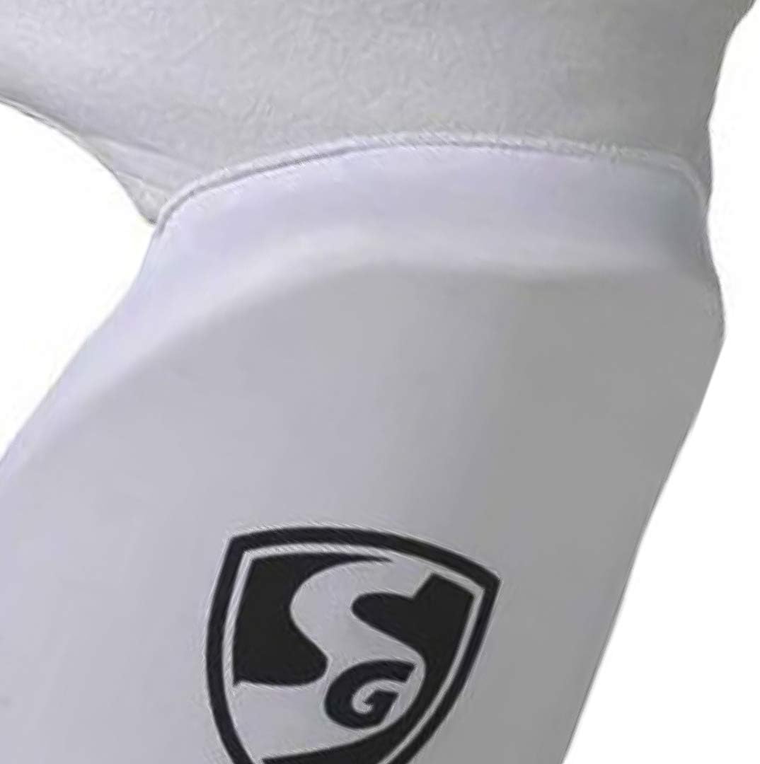 SG Ultimate Combo Thigh Guard | White | Men RH | Polyester | Men | Customised Adjustment | Thigh & Inner Thigh Guard | Comfort-Fit Elasticated Straps | Fully Adjustable | Secure Fit