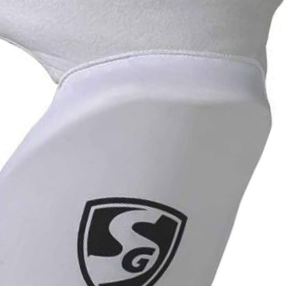 SG Ultimate Combo Thigh Guard | White | Men RH | Polyester | Men | Customised Adjustment | Thigh & Inner Thigh Guard | Comfort-Fit Elasticated Straps | Fully Adjustable | Secure Fit