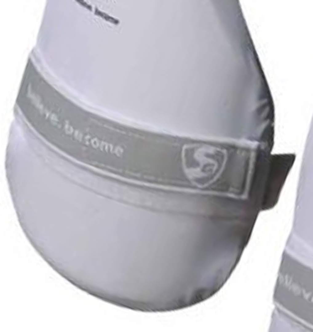 SG Ultimate Combo Thigh Guard | White | Men RH | Polyester | Men | Customised Adjustment | Thigh & Inner Thigh Guard | Comfort-Fit Elasticated Straps | Fully Adjustable | Secure Fit