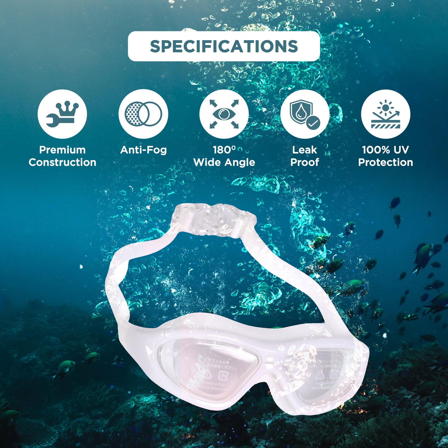 Endless EL1007 Premium Swimming Goggle with Anti-Fog and UV Protection | Material : Silicon, PU | Stylish 180 Degree Wide View Glasses | Soft Silicone Gasket for Leak Proof | With Hard Case