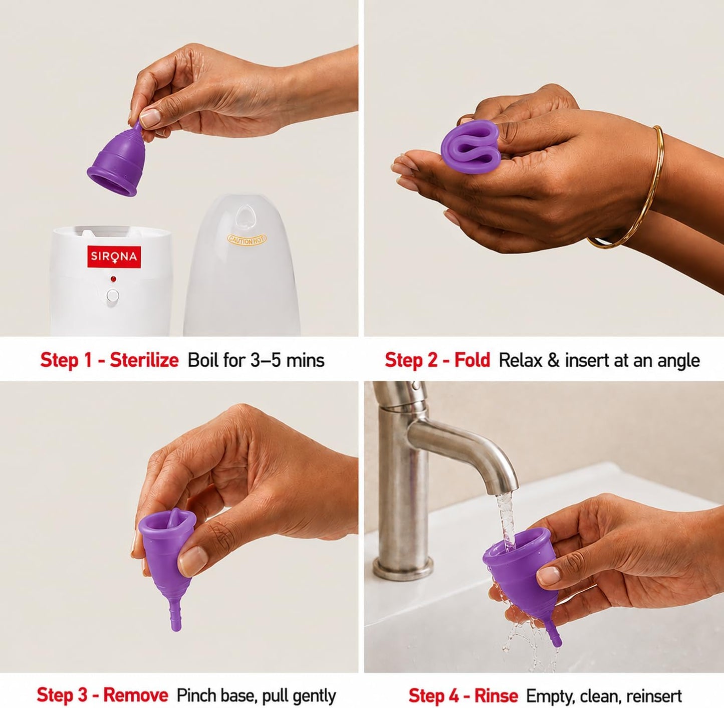 Sirona Reusable Menstrual Cup | Medical-Grade Silicone | Ultra-Soft, Leak-Proof & Reusable Period Cup with Storage Pouch | Tampon & Pad Alternative