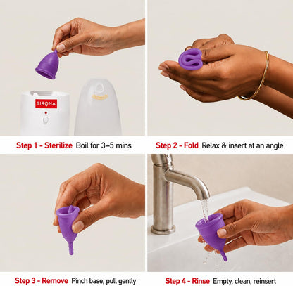 Sirona Reusable Menstrual Cup | Medical-Grade Silicone | Ultra-Soft, Leak-Proof & Reusable Period Cup with Storage Pouch | Tampon & Pad Alternative