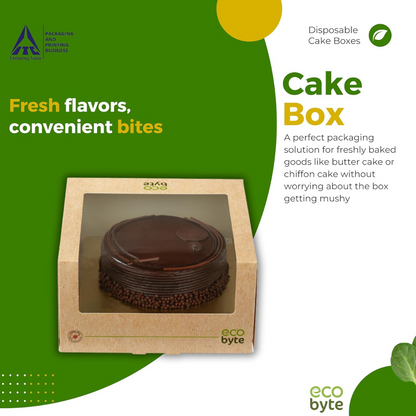 EcoByte ITC Cake Box with Window , 10x10x5 Inch | Pack of 15 | Paper Boxes for Cakes and Pastries | Ideal for Birthdays, Events, and Bakery Display