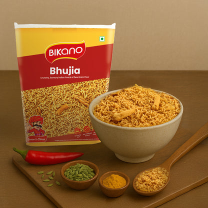 Bikano Bhujia Spicy & Crispy Namkeen | Made with Husked Dew Moth Bean Flour & Chickpea Flour | Authentic Indian Snack with Traditional Spices – 1kg