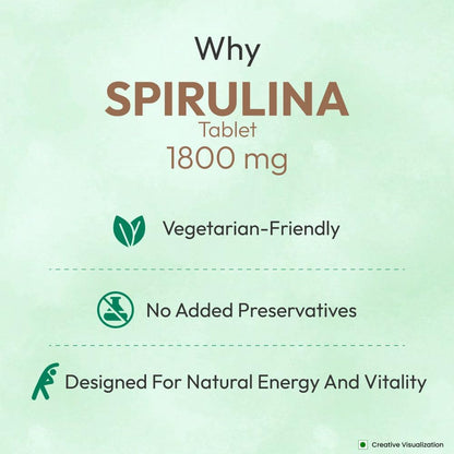 Patanjali Nutrela Spirulina 1800mg - Plant-Based Superfood Nutrition Supplement - Immune Support - 120 Vegetarian Tablets