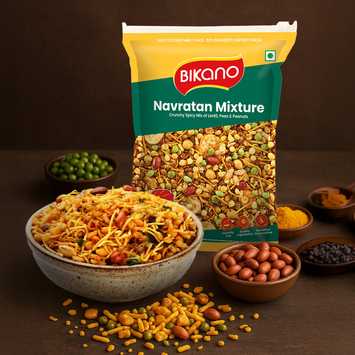 Bikano Navratan Mixture | Crunchy & Spicy Indian Snack | Protein & Fiber-Rich | Tea-Time & Anytime Snack | Premium Quality Ingredients | Fresh & Hygienic Pack | 350g