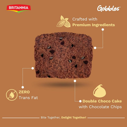 Britannia Double Chocolate Flavored Cake Rich & Moist Eggless Dessert Perfect Snack for Kids & Tea Time 7.05oz (200g)