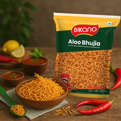 Bikano Aloo Bhujia | 350g | Crunchy and Spicy Aloo Bhujia Snack | Perfect Tea-Time Namkeen