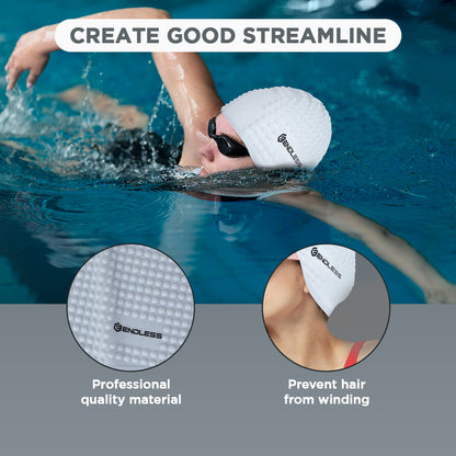 Endless EL1021 Comfortable Silicon Swimming Cap with Bubble Design | Elastic Waterproof Swimming Cap for Long and Short Hair with Thicker Edge | For Adults, Women and Men| Size:Free Size | Material : Silicon