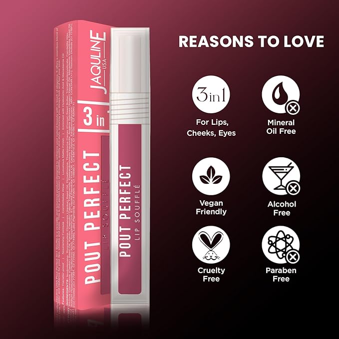 Jaquline USA Long lasting Liquid Lipstick |Mousse for Lips, Cheeks & Eyes|Matte Finish & Smooth Texture | Non-drying, Highly Blendable Formula | Transfer Proof & Enriched with Hyaluronic Acid & Macadamia Oil |Frosted Petal - 6ml