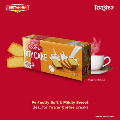 Britannia Toastea Dry Cake Soft & Delicious Cake| Perfect Snack for Breakfast & Tea Time 10.75oz (300g) Pack of 1