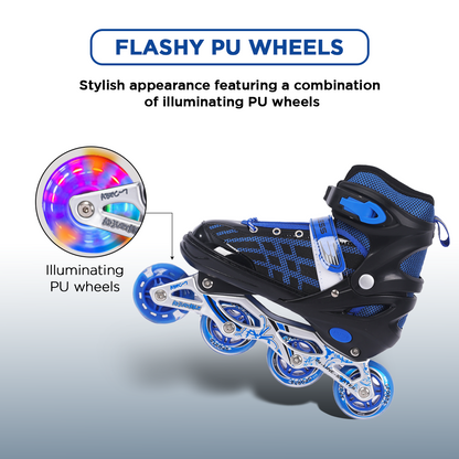 Endless EL1025 Inline Adjustable Skates | Aluminium Chassis and 70 mm PU Wheels | Front Wheel Flash, ABEC 7 Bearings | In-Outdoor