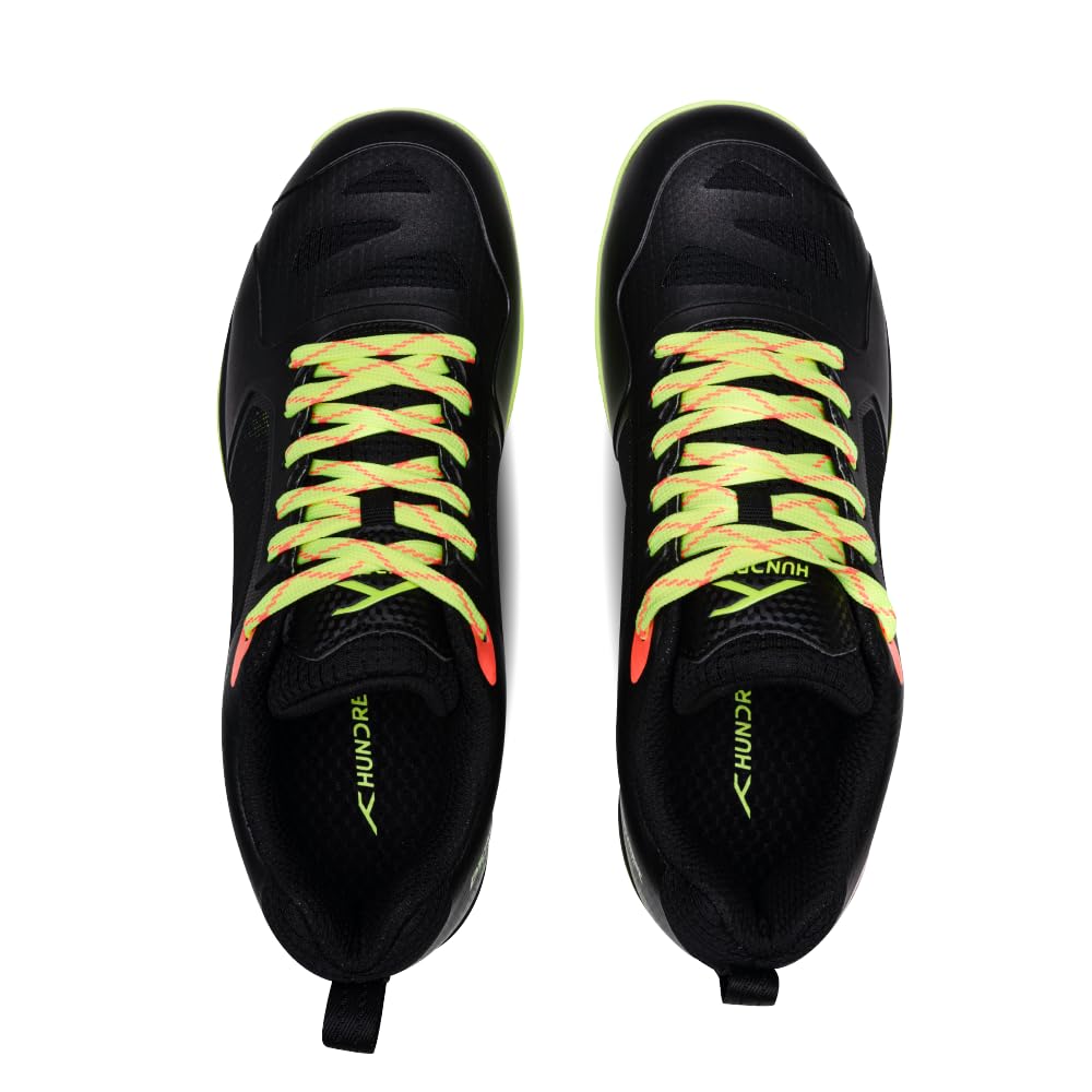 Hundred Beast Armor PBX Unisex Non-Marking Pickleball Shoes | Lightweight Comfort and Cushioned Grip for Indoor & Outdoor Court Play (Black/Lime/Orange)
