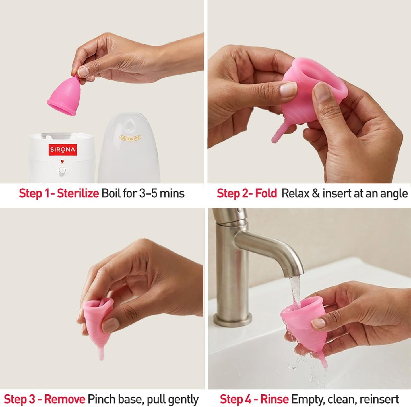 Sirona Reusable Menstrual Cup | Medical-Grade Silicone | Ultra-Soft, Leak-Proof & Reusable Period Cup with Storage Pouch | Tampon & Pad Alternative