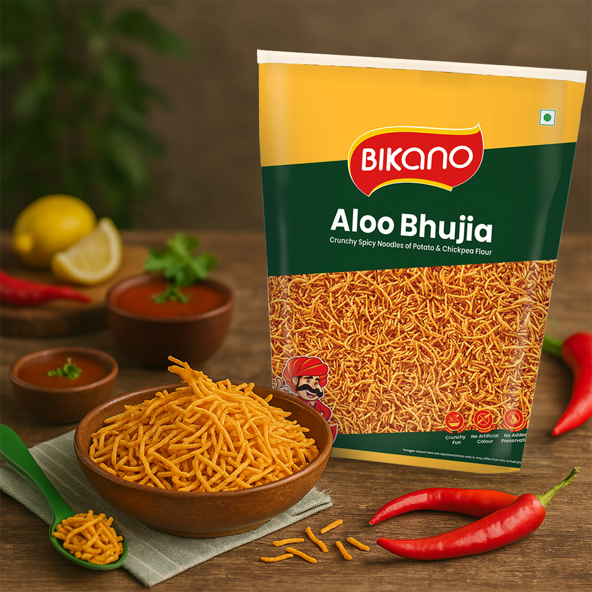 Bikano Aloo Bhujia | 1kg | Crunchy and Spicy Aloo Bhujia Snack | Perfect Tea-Time Namkeen