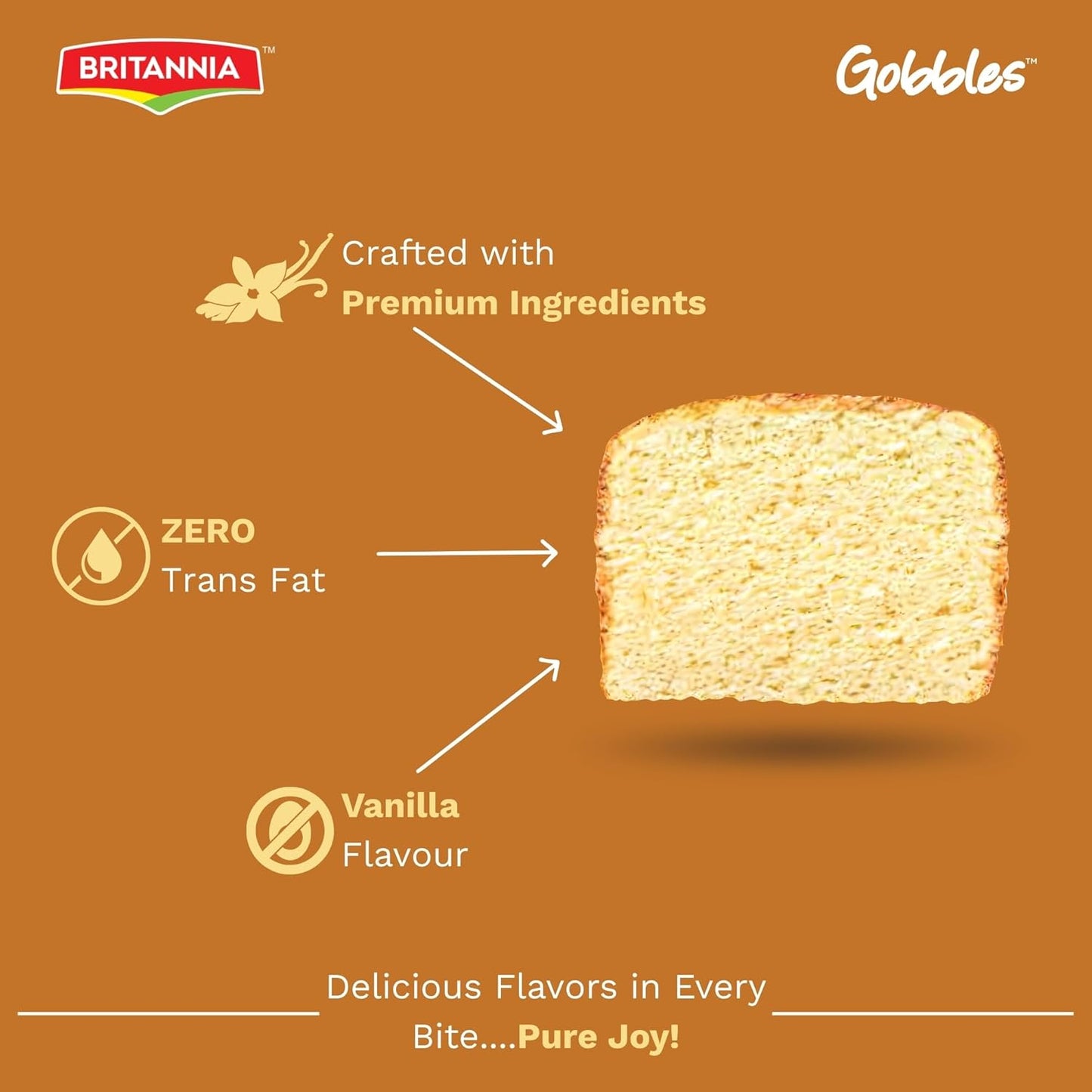 Britannia Vanilla Flavored Cake Soft & Moist Eggless Dessert Perfect Snack for Kids & Tea Time 7.05oz (200g)