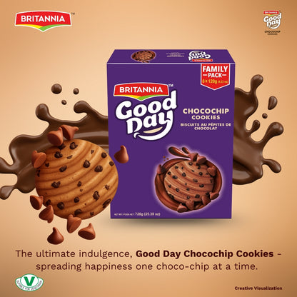 Britannia Good Day Chocochip Cookies | Family Pack -720GM | Crunchy Chocolate Chip Cookies | Perfect Snack for Tea Time & Parties